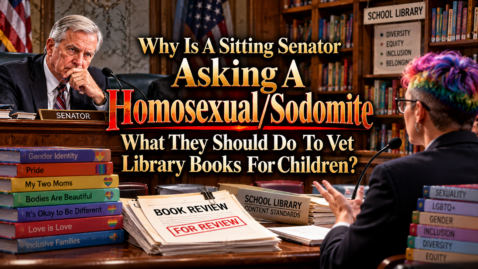 Why Is A Sitting Senator Asking A Homosexual/Sodomite What They Should Do To Vet Library Books For Children? (Video)