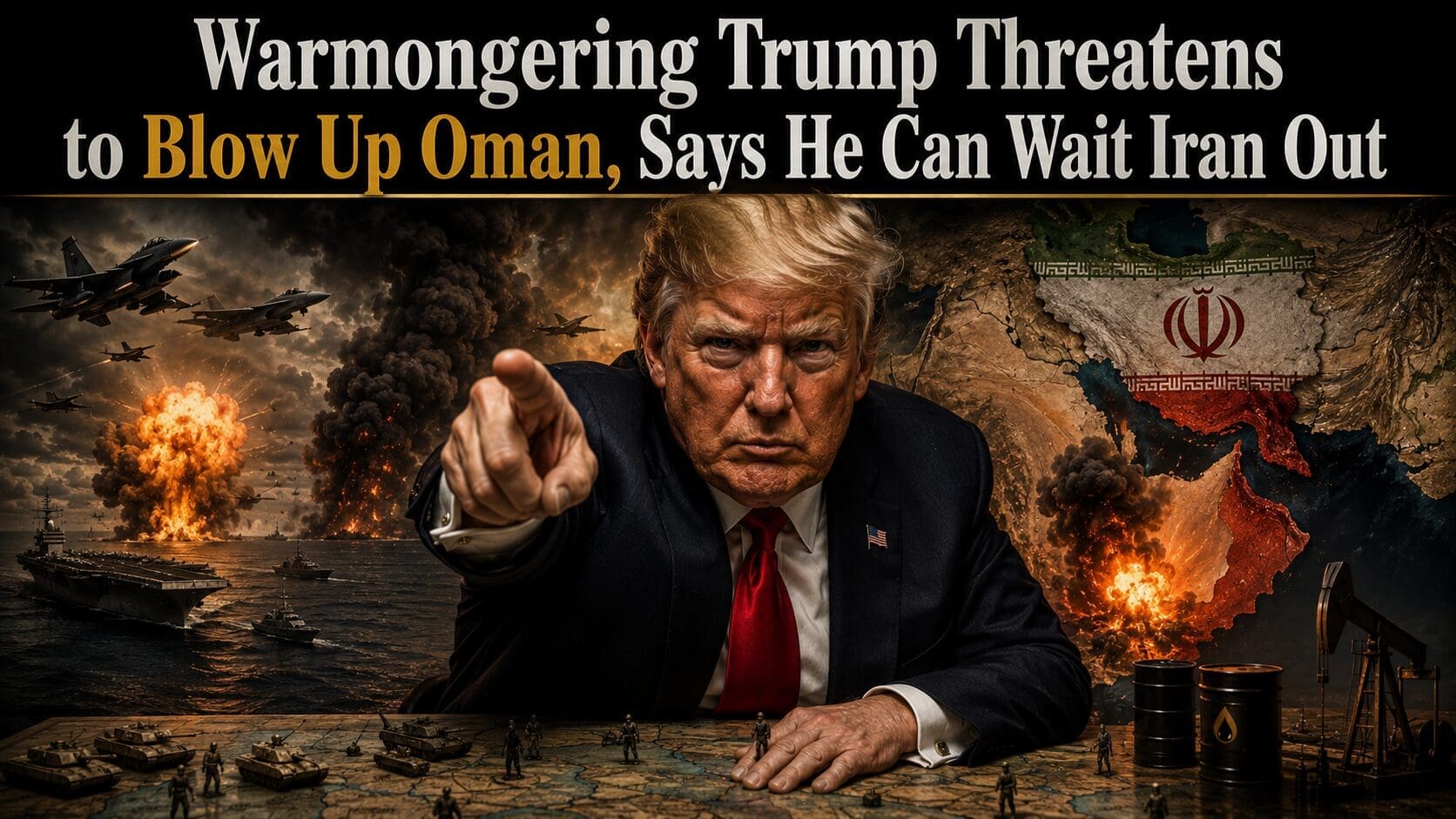 Warmongering Trump Threatens to Blow Up Oman, Says He Can Wait Iran Out