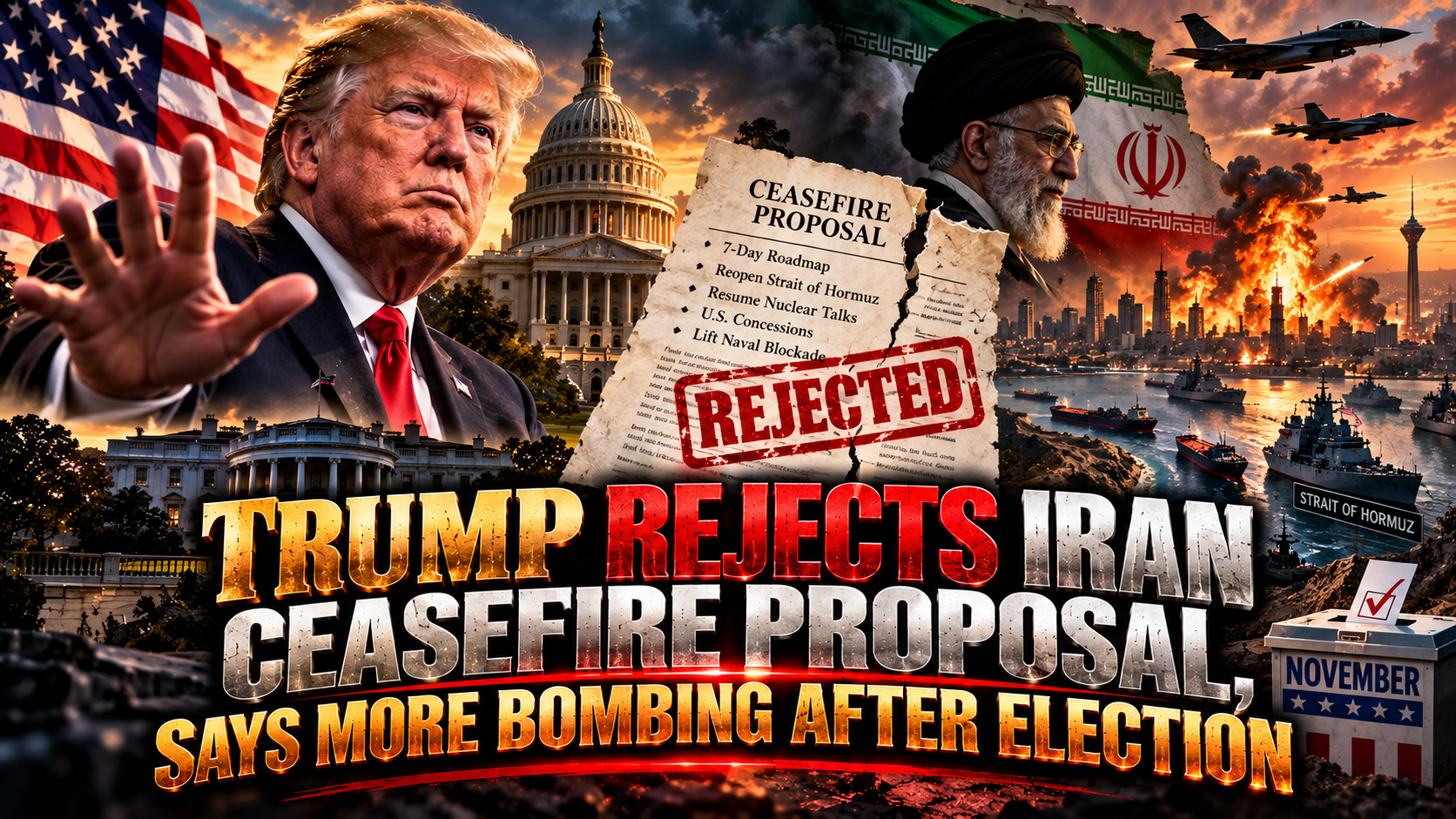Trump Rejects Iran Ceasefire Proposal, Says More Bombing After Election