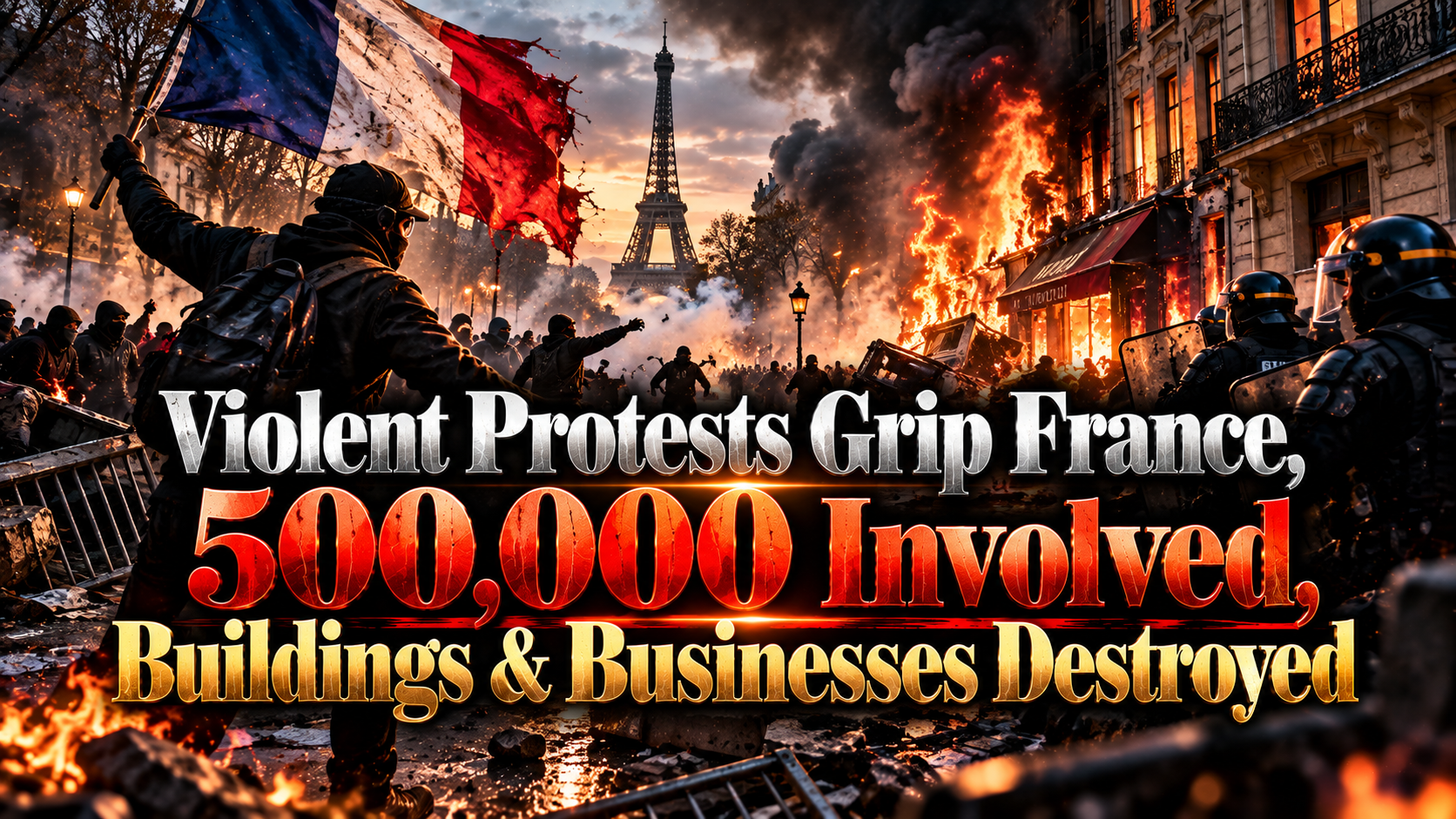 Violent Protests Grip France, 500,000 Involved, Buildings & Businesses Destroyed